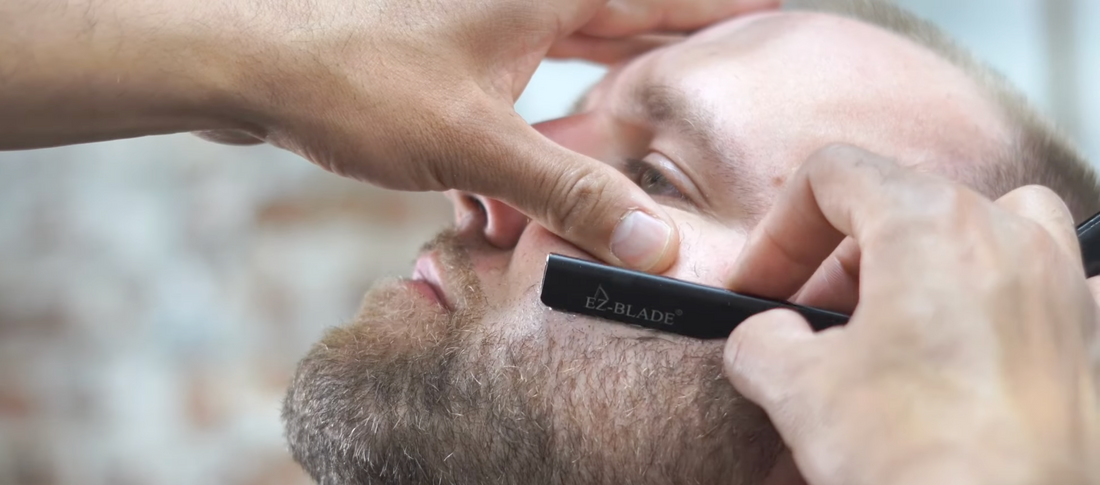 Staright Razor On Mustache Lining up Your Beard With a Straight Razor