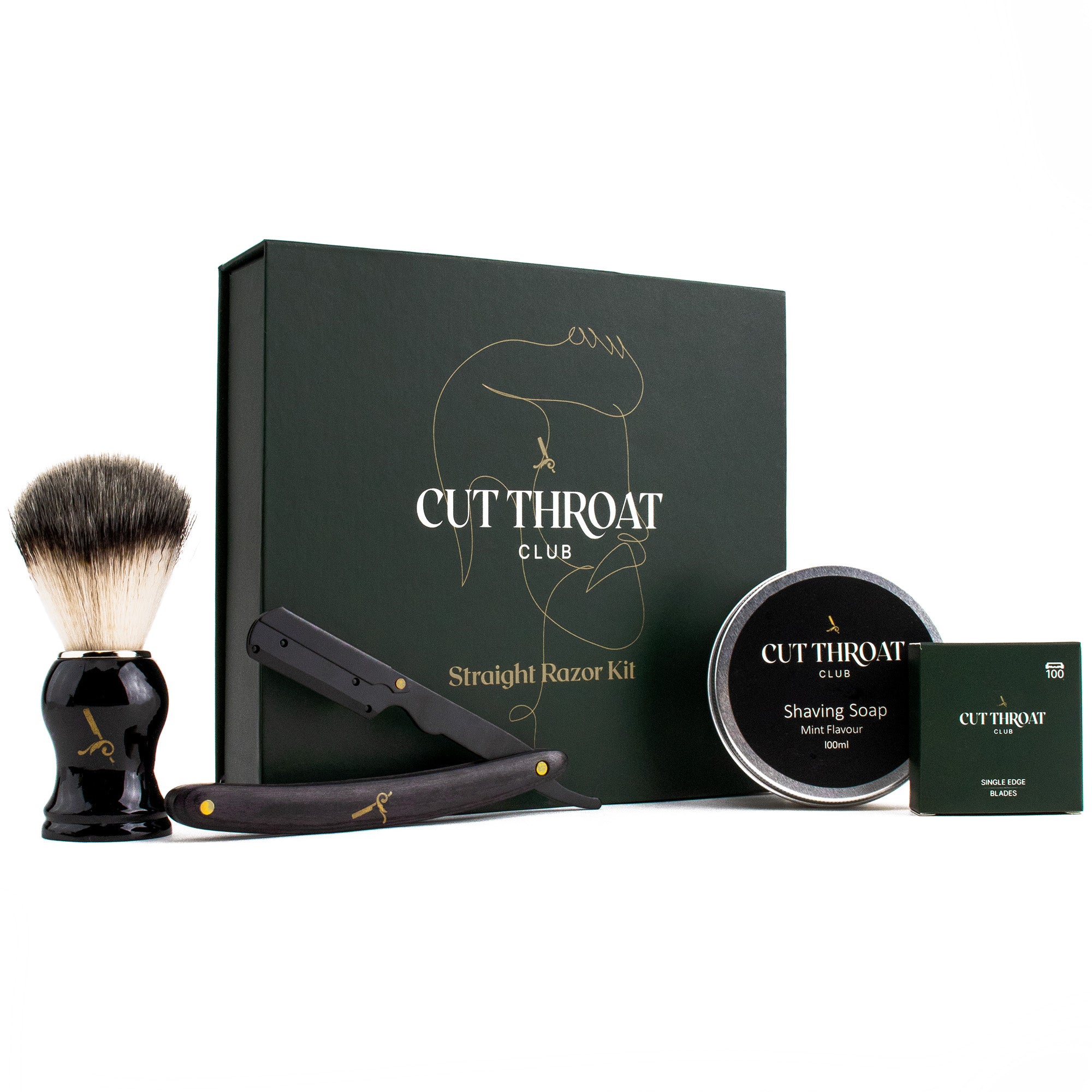 Beginners Straight Razor Kit Inc Razor, Brush, Soap & Blades